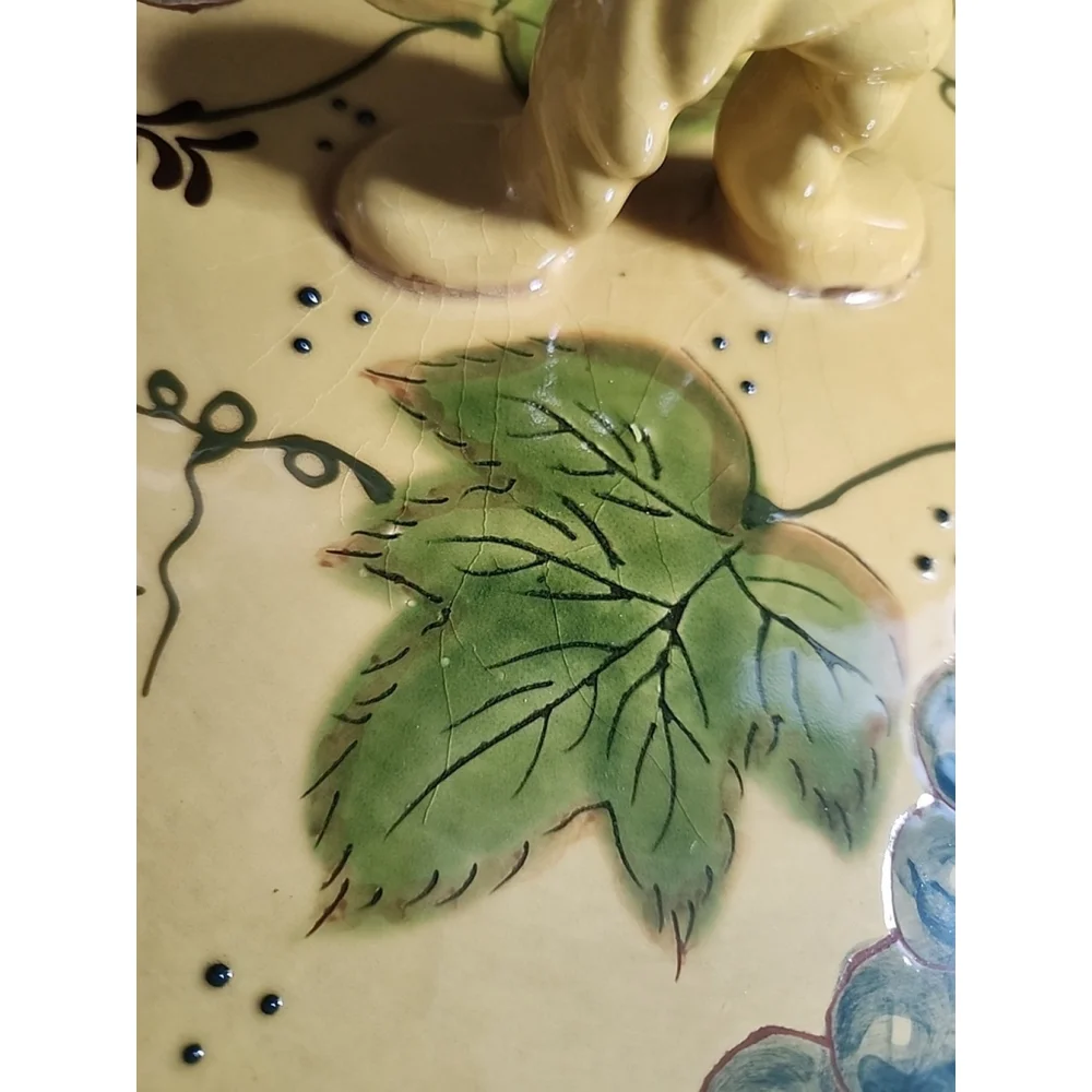 Dolce Vita By Giani For Ambiance Collection ~ Platter ~ Tan/Green Grape Vine